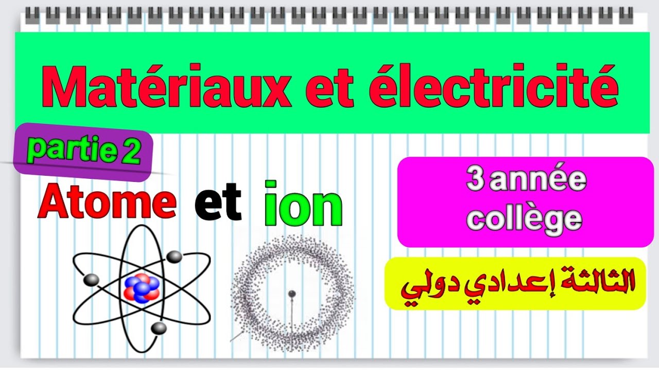 les atomes et les ions  3 année collège : matériaux et électricité  3 ac الذرات و الايونات