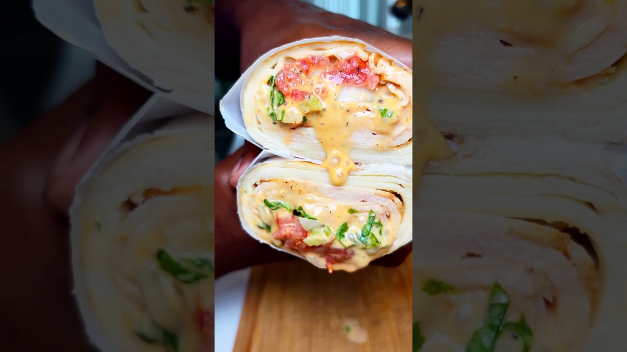 Making tasty turkey chicken wraps for our kids school lunch 🤤 