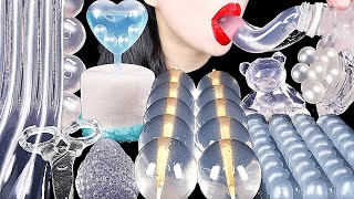 ASMR CLEAR FOODS 투명 디저트먹방, CLEAR JELLY, EDIBLE SPOONS, POPPING BOBA, PEEPS, DRINKING SOUNDS 신기한 물먹방