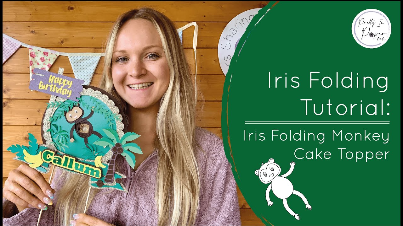 Monkey Cake Topper Tutorial - Iris Folding Zoo Animal Series: Episode 3  Jungle Paper Party Decor - YouTube