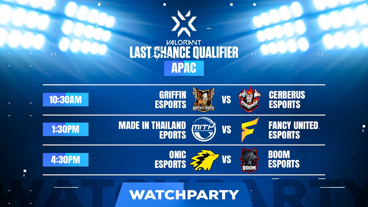 Griffin vs CERBERUS, MiTH vs Fancy United, ONIC vs BOOM | VCT APAC Last Chance Qualifier WatchParty