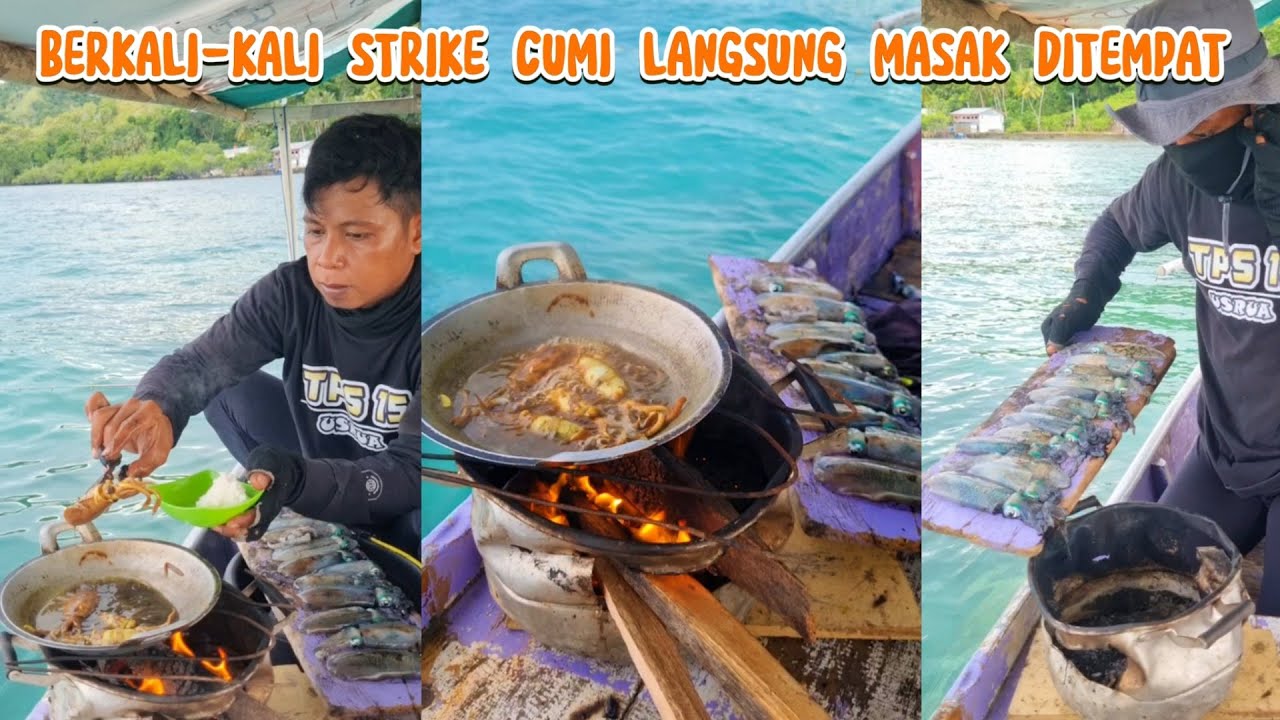 Strile berkali-kali cumi langsung masak kuah kuning dilaut