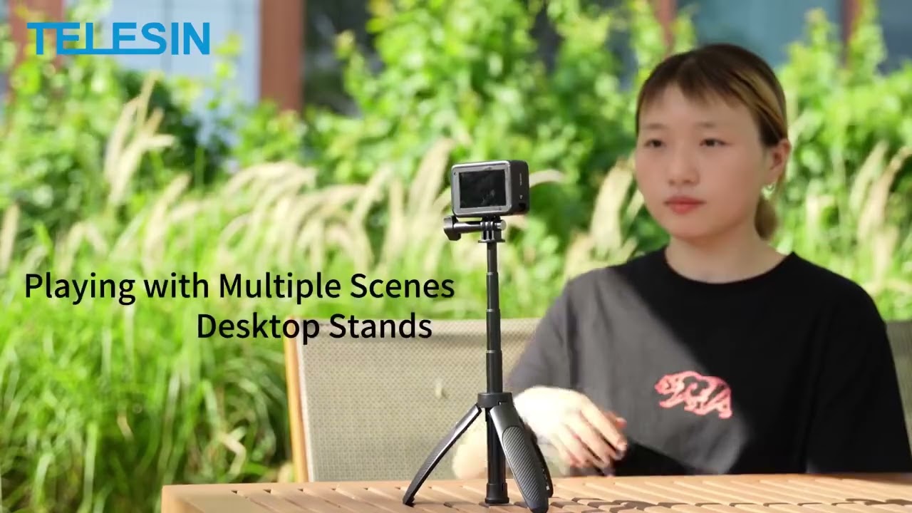 🎥 TELESIN 2nd Gen Mini Desktop Extendable Selfie Stick Monopod Tripod Stand Action Cameras S1-MNP-01 — Video review, click xem trên YouTube