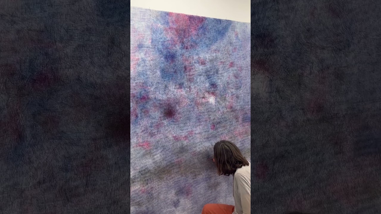 Angiola Gatti carves her monumental canvases with ballpoint pen