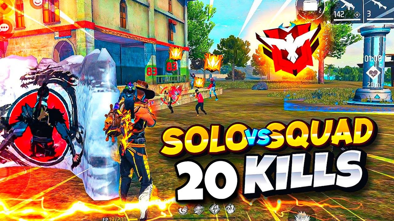 SOLO VS SQUAD FULL RUSH GAMEPLAY - GARENA FREE FIRE 🔥 99% HEADSHOT RATE ...