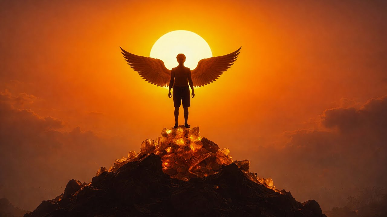 Rise Above – Angel Wings Silhouette at Sunset | Inspirational Digital Art