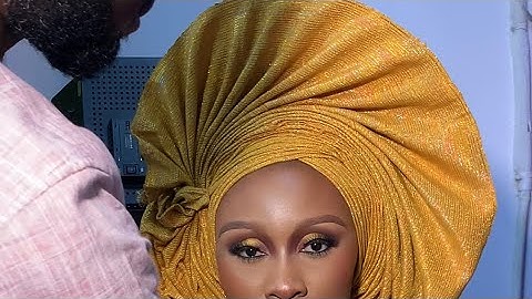 FLL TUTORIAL: HOW TO TIE GELE V SHAPE FAN GELE  #gele #howtotiegele #bridalgele #fangele #partygele