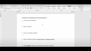 Java - Lesson #4 - CH  2 Practice Quiz