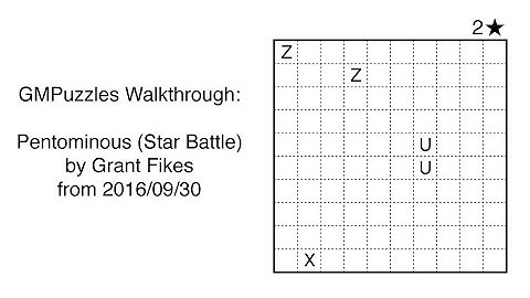 GMPuzzles - 2016/09/30 - Pentominous (Star Battle) by Grant Fikes