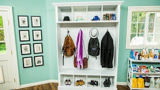 Paige Hemmis is showing you how to make your very own mudroom storage, which serves as a great place to place your muddy 