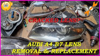 Audi A4 S4 B7 bi-xenon headlight repair: lens removal, parking (side) light & DRL socket replacement