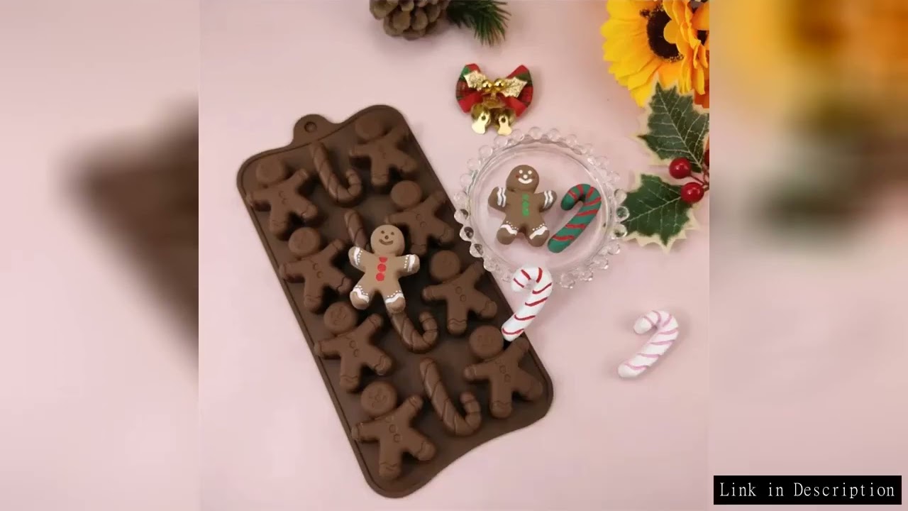 1/2 Christmas Chocolate Molds Gingerbread Man Cane Cookie Molds Home Baking Ice Tray Molds