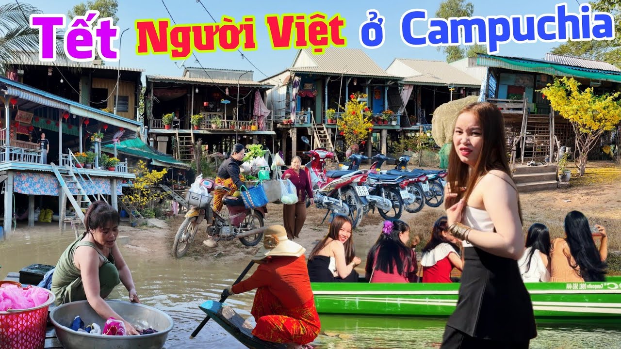 Lớn hết hồn xóm người Việt ăn tết ở Campuchia - Quá khổ không về sống quen rồi