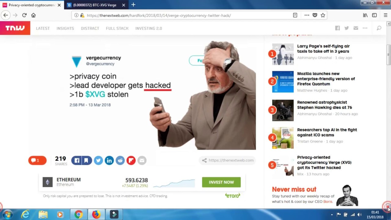 Verge xvg coin News Twitter account Hack , Price down , Latest news updates