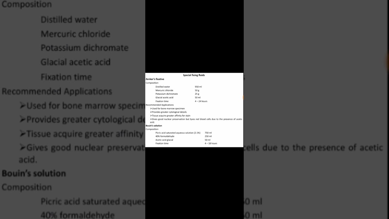 Special fixative solutions and factors affecting the fixatives. Lecture by Dr. Muqader Shah
