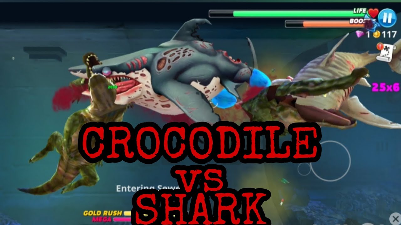 CROCODILE Vs SHARK Hungry Shark World