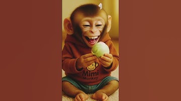 the monkey is eating ice cream and ofter that he started laughing #ai #monkey #shorts #icecream