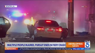 Pursuit ends in fiery South L.A. crash