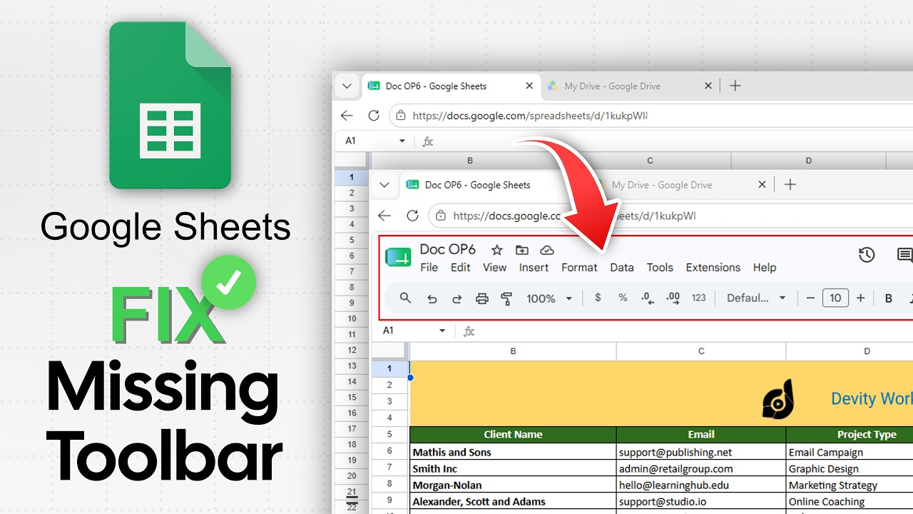 How to Show Missing Toolbar and Menu in Google Sheets - YouTube