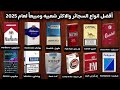 افضل أنواع السجائر والاكثر شعبيه ومبيعا لعام 2025 اسعار السجائر 2025