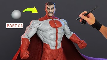 Sculpting The Amazing statue of Omni-Man From Invincible In Blender Part 02