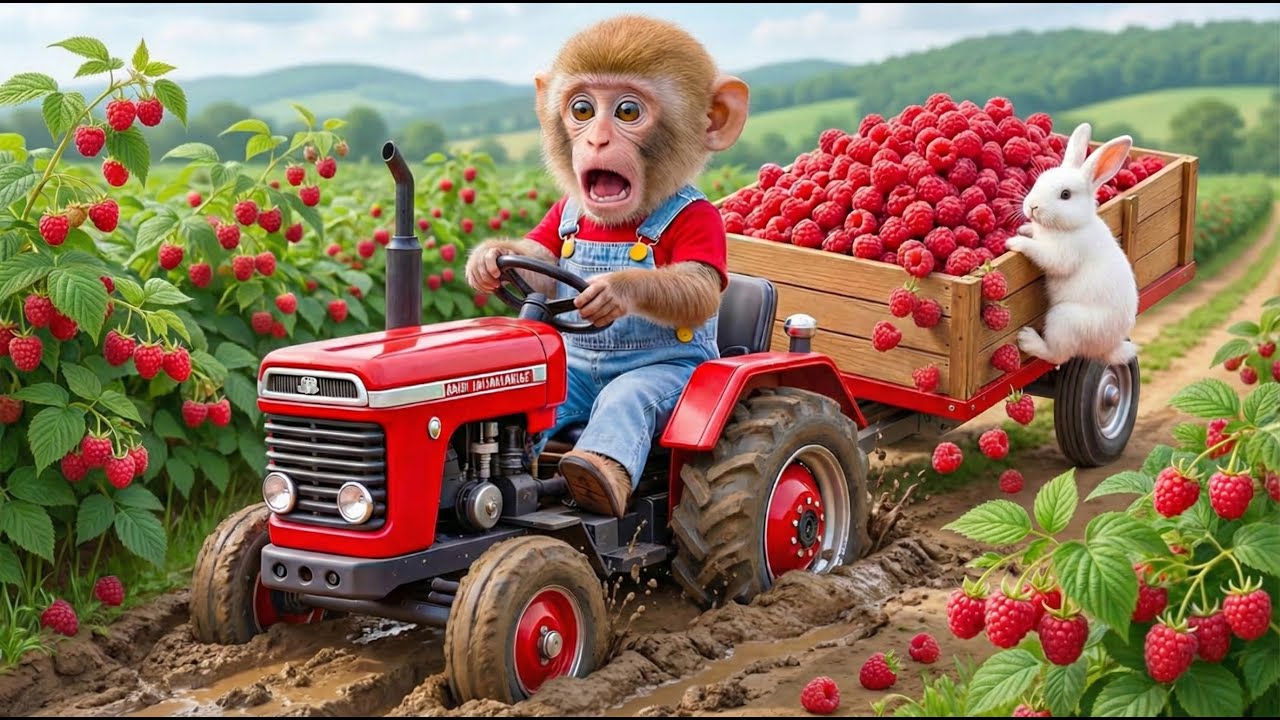 Monkey Raspberry Monkey MoMo’s Raspberry Harvest Turns CHAOTIC — He Rescues a Bunny from ...