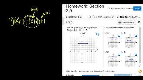 Use the Graph of f(x) to Graph g(x) = f(x + 1) + 1 MyMathlab College Algebra Homework