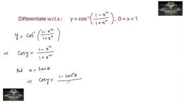 Find dy/dx if y = cos⁻¹(1-x²/1+x²), x∈(0,1) Ncert problems differentiation inverse trigonometry