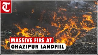 Thick plumes of smoke rise skywards from Delhi’s Ghazipur landfill hours after major fire breaks out