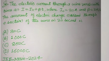 The electric current through a wire varies with time as I=I +BT where.. | jee mains 2024 physics