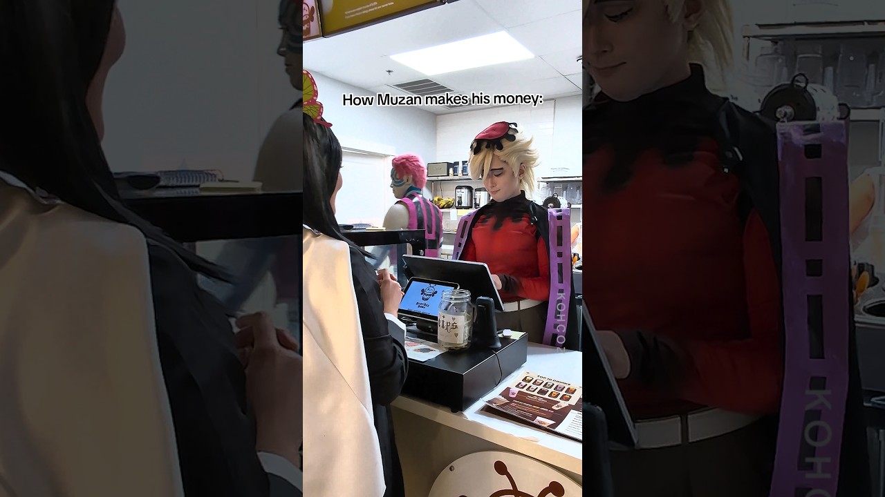 akaza is trying to fix the ice cream machine 🍦 #demonslayer #akaza #douma #cosplay #kanao #muzan