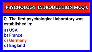 "Introduction to Psychology | Most Important MCQs for Competitive Exams 2025
