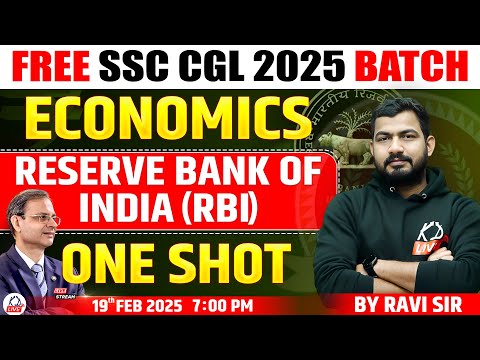 ECONOMICS | RESERVE BANK OF INDIA ONE SHOT | FREE SSC CGL 2025 BATCH | ECONOMICS BY RAVI SIR