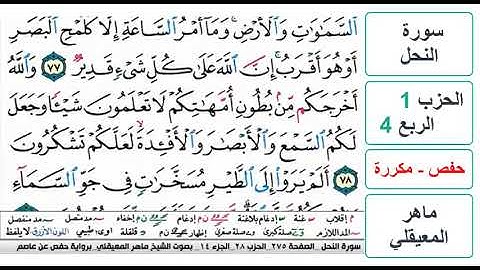 سورة النحل - الحزب 1 - الربع 4 - حفص - ماهر المعيقلي - مكررة