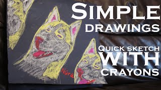 Quick sketch with crayons. Simple drawings. Быстрый скетч (рисунок) пастелью (мелками)