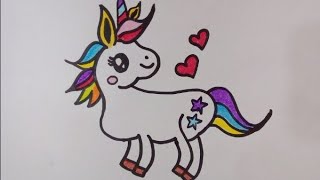 Cute Rainbow Unicorn Drawing 🦄🌈 | Easy Unicorn Drawing for Kids & Beginners