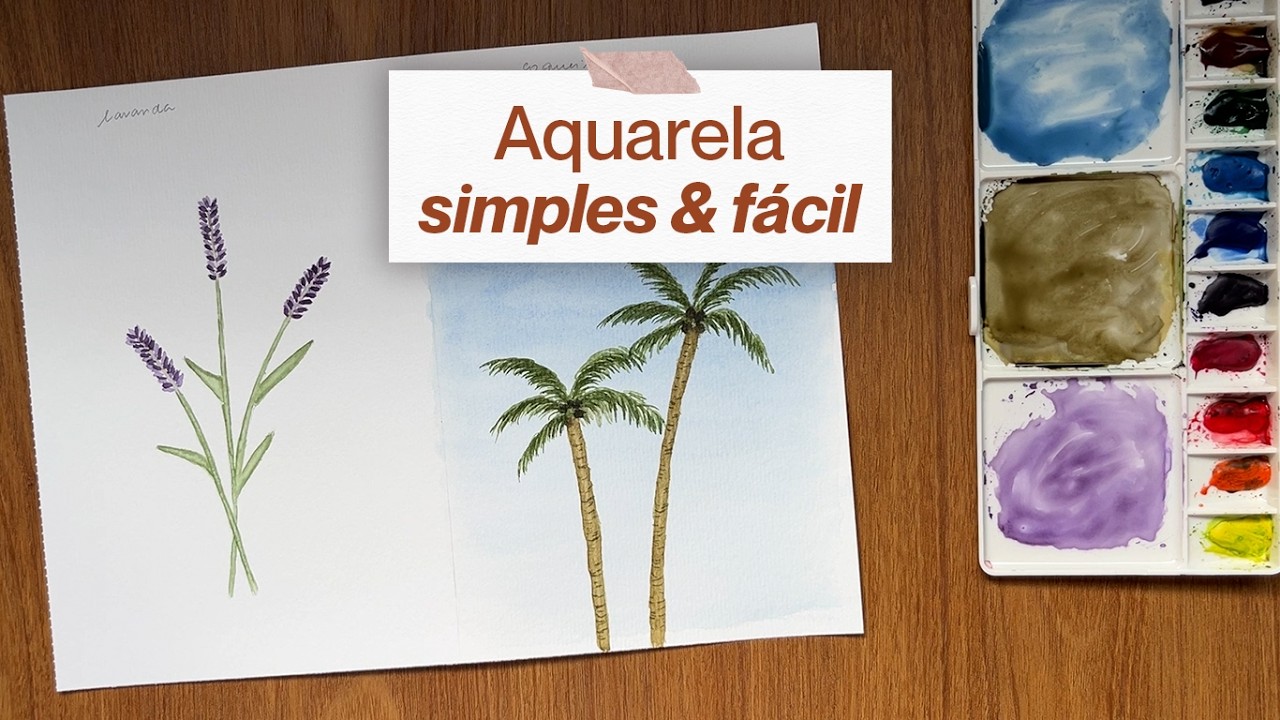 Pinturas simples na aquarela | Tutorial do zero