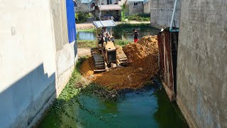 Full Video!! Complete 100% Making Foundation House Out of Bulldozer Push Dirt Using Truck Unloading