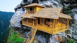100 Days Solo Bushcraft: Building a Secret Bamboo Cliff House