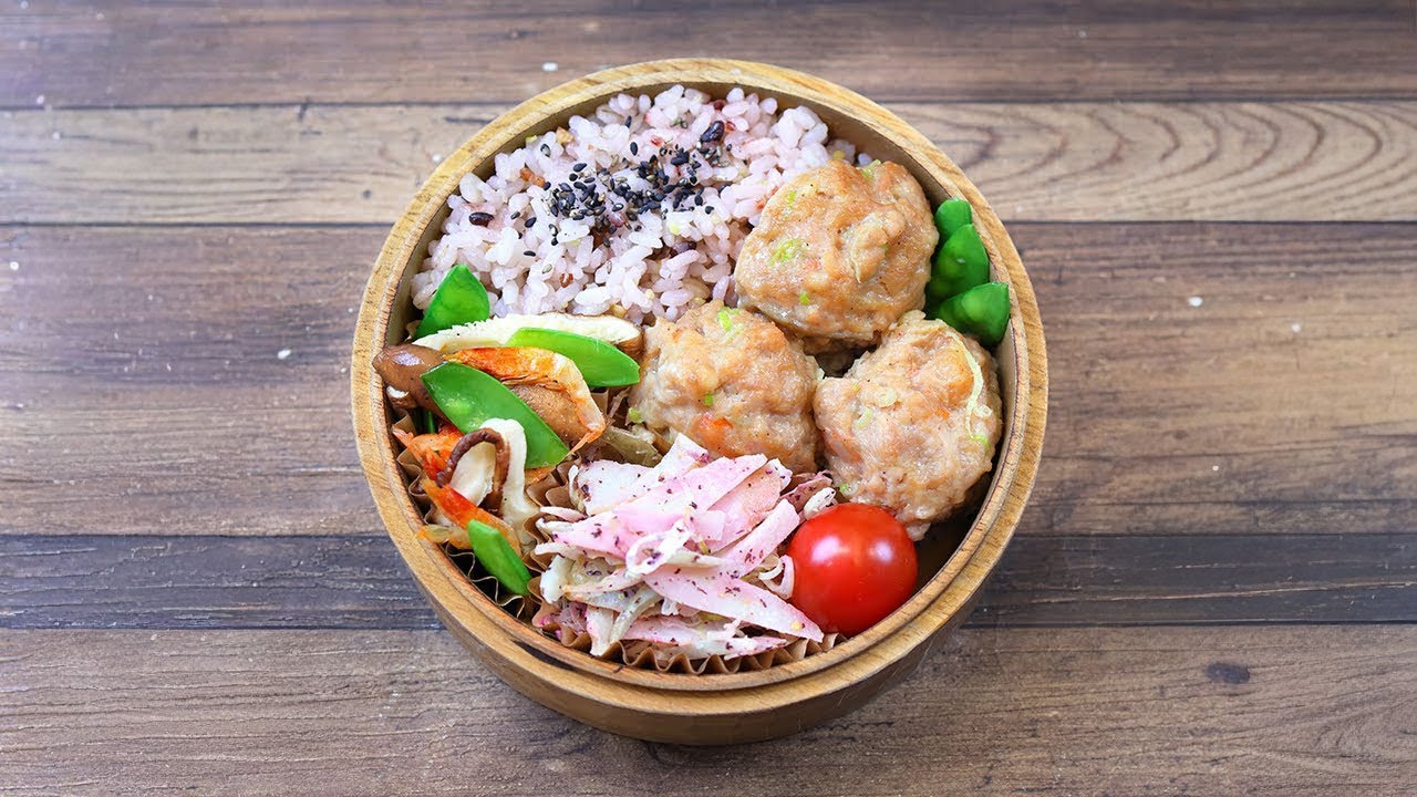 【10分弁当】レンジでエビ肉だんご弁当〜包丁もまな板もいらない！(537)