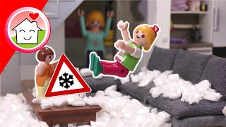 Playmobil Familie Hauser - Schnee Im Wohnzimmer - Geschichte Mit Anna Und Lena