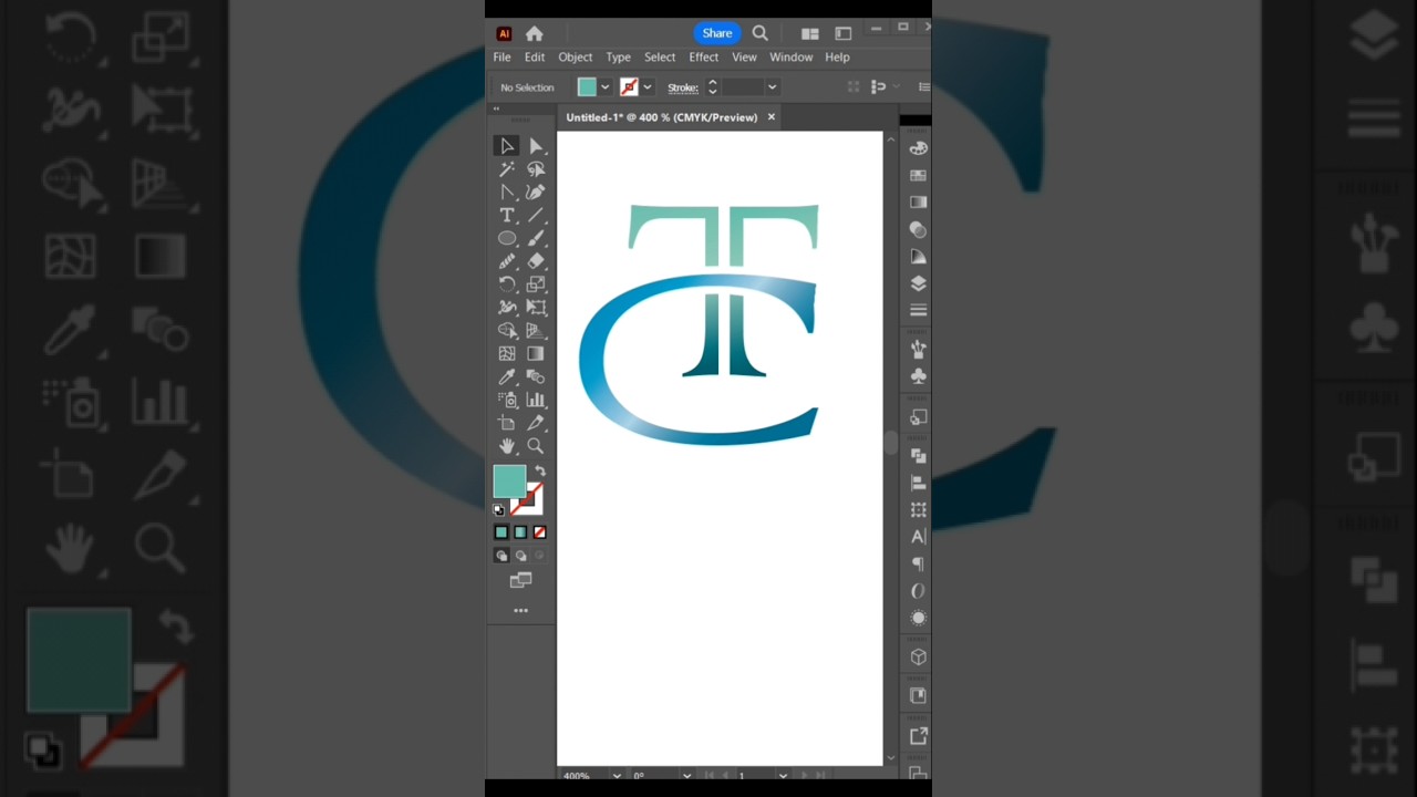T+C letter logo design in Adobe illustrator