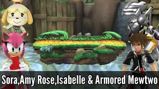 Sora,Amy Rose,Isabelle Armored Mewtwo - Super Smash Bros. Wii U Mods