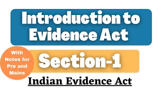 Section 1 of Indian Evidence Act | Introduction to Evidence Act | Indian Evidence Act 1872 screenshot 1