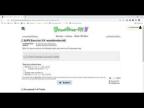 Exercise 2.9 (waveNumbers40) Java Tutorial || Practice-It