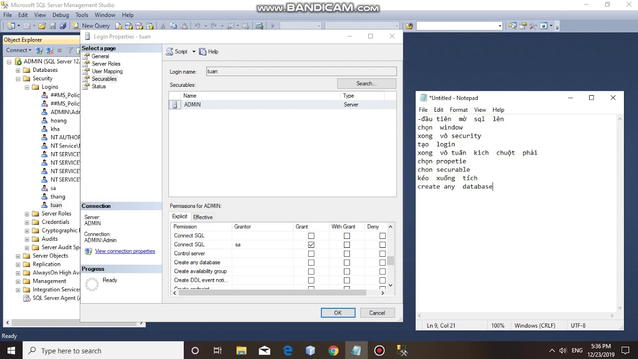 Hướng dẫn quản lý User, Login trong SQL Server - YouTube