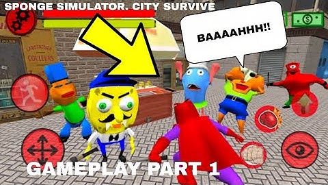 SPONGEBOB BECAME A COP!. Sponge Simulator City Survive. Gameplay (Part 1)