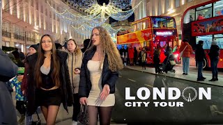 ✨🧨Night Walk in Central London |REGENT STREET, OXFORD STREET Night Walking Tour | London Night 4K