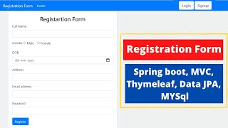 Registration form using Spring boot, MVC, Data JPA, Thymeleaf ,MYSql || Register form Spring Boot