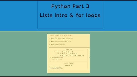 Python Part 3 - List and For Loops